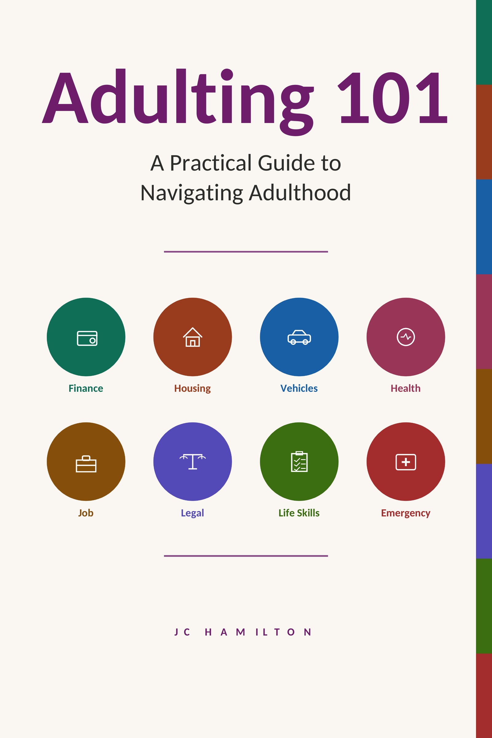 Adulting 101: A Practical Guide to Navigating Adulthood, book cover by JC Hamilton